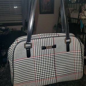 Ralph Lauren Houndstooth Pattern Shoulder Strap Purse Handbag Black/Red/White